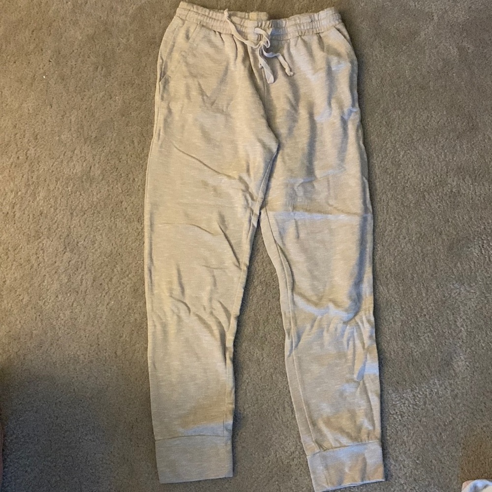 cream knit joggers